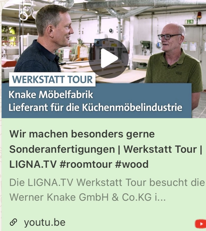 LIGNA TV auf YouTube: Werkstatt-Tour in der Möbelfabrik Knake